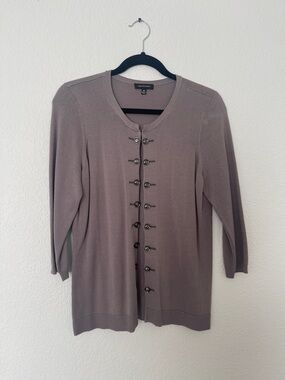 Saks Fifth Avenue Taupe Button-Front Women's Cardigan